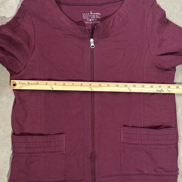 Neon Buddha Gray Full Zip Sweatshirt Jacket Activewear Womens Small Burgundy - Picture 7 of 7